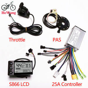 24V 36V 48V 350W 500W 25A Sine Wave Brushless Motor Controller with S866 LCD Display and PAS and throttle for E-Scooter E-bike
