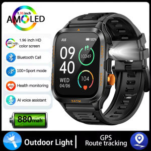 Outdoor Sport Smart Watch Men 880mAh Large Battery 2.01" HD Screen LED Flashlight Heart Rate Waterproof BT Calls Smartwatch 2025