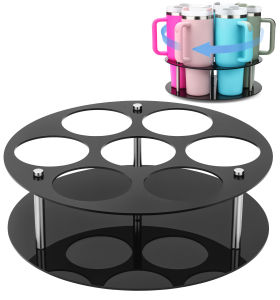 360° rotating 40 oz tool brand cup holder - acrylic organizer with handle slot suitable for glass cups and insulated cups