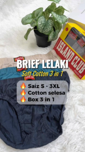 Island Club 3 In 1 Box Men Underwear Soft Fabric Cotton Brief Seluar Dalam Lelaki (S- 3XL) 11018