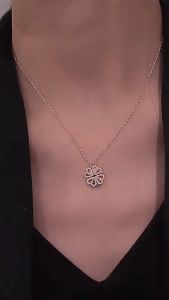Kalung Titanium Love Hati Wanita Magnet Bunga Berlian 2 in 1 Permata Anti Karat-XL-32