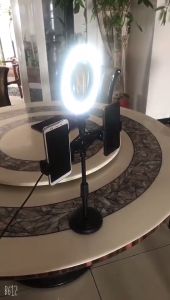 Multifunctional dual mobile phone live stand with three different color fill lights Beauty light mobile phone selfie light LED ring light