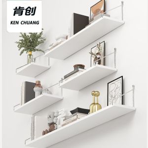 Drill-free Wall Mounted Shelf Decorative Bookshelf Solid Wood