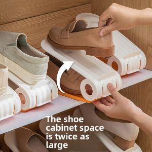 Double Layer Shoe Rack Single Pair of High Heels Gingham Storage Shoes Handy Gadget Put Shoe Rack in Shoe Rack Shoe Cabinet
