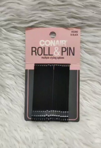 Conair Roll & Pin Black Bobby Pins 18pcs Secure Hold Hair Pins For Buns Updos Ponytails Styling