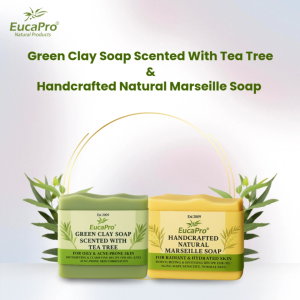 Eucapro Handcrafted Natural Marseille I Green Clay Soap Scented With Tea Tree Soap Bar I Radiant Hydrated Oily  Acne Prone Skin