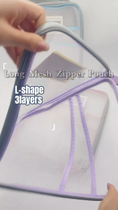 3Layers Long Size File Bag Mesh Zipper Pouch Bag Large Capacity Folder Document Homework Organiser for Student