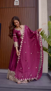 [PRE-ORDER] Ready Made Heavy Noha Crush Silk Anarkali Gown (10-15days delivery)