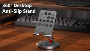 MeeGoo Adjustable Phone Holder Aluminum Alloy Material 360° Rotation Portable Folding Phone Stand Stable Support