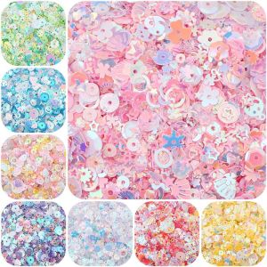 20 Gam/túi 3-10Mm Kim Sa Lấp Lánh Hình Hoa Trái Tim Ngôi Sao Hỗn Hợp Kim Sa Tròn Lỏng Lẻo Nhiều Màu Sắc Để May Quần Áo Trang Trí Tiệc Cưới Phụ Kiện Làm Móng Nghệ Thuật Thủ Công