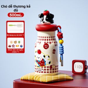 CHICU TOM | Cốc Cách Nhiệt Có Ống Hút Cho Nữ Thiết Kế Dễ Thương Dễ Mang Theo Giữ Nhiệt Lâu Dài