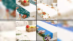 Merry Christmas Theme Santa Claus Waterproof Plastic Table Cover Party Supplies with Festive Designs for Holiday Celebrations 75