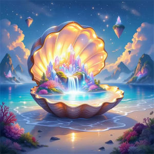 HUACAN Shell Landscape Diamond Painting Waterfall Mosaic Full Square Round Drill Handmade Embroidery Beach Nature Scenery