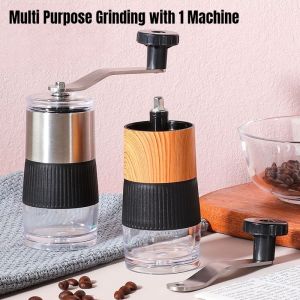 Penggiling Kopi คู่มือแกนเซรามิกลายไม้เครื่องบดกาแฟบดกาแฟมือหมุนแบบพกพา