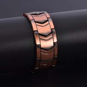 Men’s Luxury Wide Solid Pure Copper Magnetic Bracelet – Shield & Arrow Design Adjustable Energy Copper Bangle with Fold Clasp Premium Magnetic Wellness Jewelry