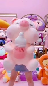 GẤU BÔNG HEO ÔM BÌNH SỮA SIZE LỚN VẢI LÔNG MỊN MINISO 4 CHIỀU CAO CẤP