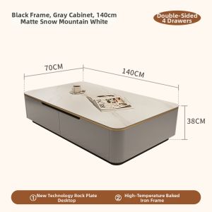 HSMJ | Modern Minimalist Luxury Black Marble Rectangular Coffee Table