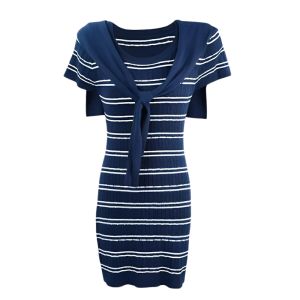 YUEZHONGWEI | Váy ngắn cổ tròn tay ngắn bằng lụa băng dệt kim ôm vừa vặn mùa hè cho nữ Váy và khăn choàng hai mảnh