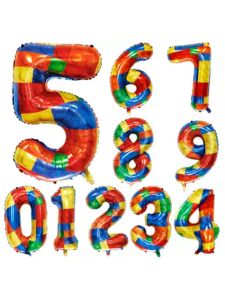 New 32-Inch Birthday Celebration Balloons Festival Foil Decorations Large Number Balloons Colorful Design Aluminum Foil Balloons