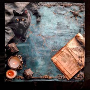 VIKAMA Dark Academy Black Cat Retro Tablecloth Mysterious Witch Style Tarot Ceremony Tablecloth Tarot Card Tablecloth