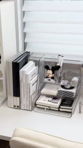 DXL White Desktop File Storage Rack Office Book Drawer Folder Light Luxury Organizing Box