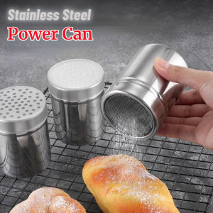Stainless Steel Powder Dispenser Powder Can with Dust Cover Cocoa Powder Barbecue Seasoning Bottle Coffee Utensils