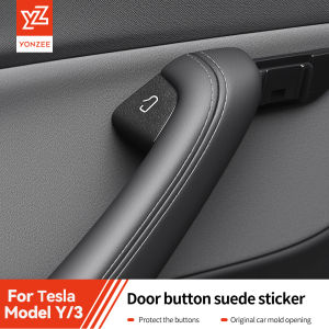 YZ For Tesla Model 3 Y Highland Juniper 2025 Car Interior Suede Door Switch Button Trim Stickers Patch Trim Cover Accessories