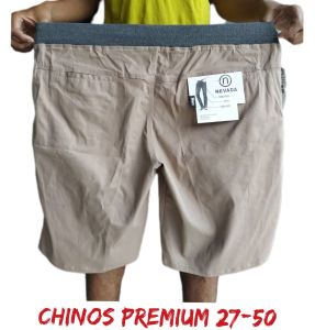 Celana pendek chinos 27-50 big size chinos pria Celana rip pendek hitam chinos rib jumbo karet pinggang kolor