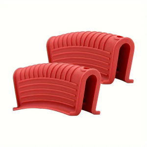 6pcs Red Silicone Pot Handle Covers High Heat Resistant Thermal Ear Clip Holder for Kitche Cast Iron Frying Pan Metal Pot Sleeve