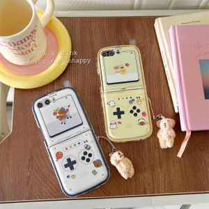 Creative Bear Shopping Cart Silicone Phone Case Foldable Screen Protection ZFlip6 ZFlip5 ZFlip4 ZFlip3 Cute Cartoon Style