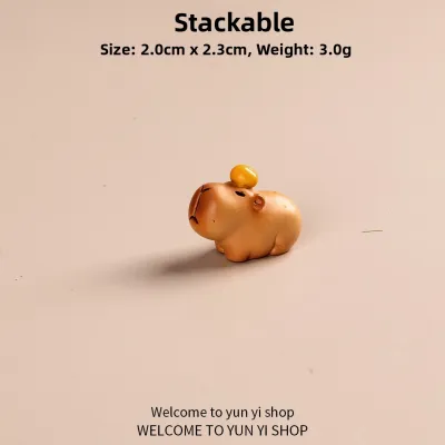 Cute Capybara Cake Miniature Figurine Stable Mood Desktop Decoration 3D Resin Sculpture Childrens Room Decor Gift Item Set