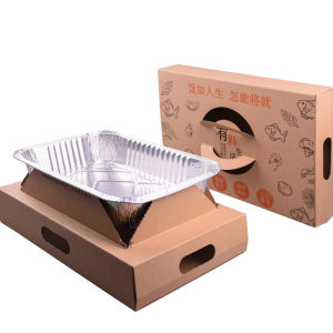 Levois Barbecue Fish Packaging Box Disposable Aluminum Foil Rectangular Commercial Use Takeaway Heatable Longitudinal Paper Bag