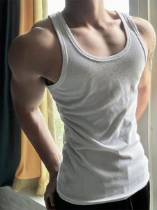 Heavyweight White Sports Vest Mens Spring Summer Slim Fit Muscle Fitness Base Layer Sleeveless Tank Top T-shirt