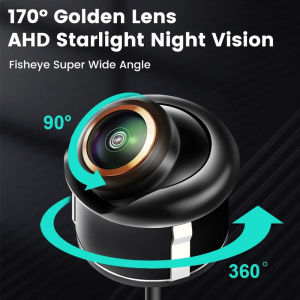 Mocha Vàng 170 ° AHD 1920x1080p CBVS 720P Camera chiếu hậu bãi đậu xe thiết bị với ống kính mắt cá và kim loại cơ thể cho xe SUV RV Trailer cắm trại