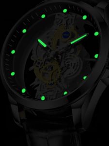 Authentic Skeleton Quartz Watch Stainless Steel Waterproof Men Watches  Drive Ransparent Luxury
