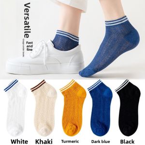 JINGCHI | Cute Japanese Style Mesh Socks Womens Low Cut Slip-On Thin Cotton Summer Boat Socks Breathable Sweat Absorbent Short Tube
