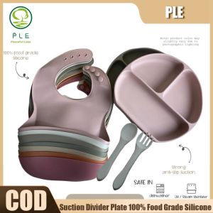 【PLE】100% Food Grade Silicone BPA Free Bollie Baby Silicone Long Handle Spoon and Fork Set BPA Free Infant Toddlers