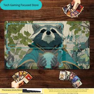 Magic Card Playmat with zone Mysterious Rune magic Raccoon MTG playmat gathering gaming mats Desk Mat Commander Battle playmat
