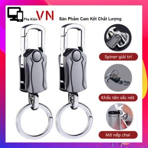 Móc Khóa Đa Chức Năng Chất Liệu Hợp Kim Không Gỉ - Móc Khóa Xe Kiêm Đồ Khui Nắp Chai Cắt Băng Dính Giá Đỡ Điện Thoại Xoay 360 Độ Tiện Dụng