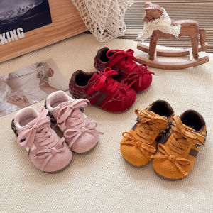 Korean Style Childrens Butterfly Knot Dequn Shoes 2025 New Ballet Style Agan Flat Soft Bottom Sports Casual Shoes for Girls
