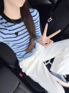 LUOSHAO | Design Sensitivity Slim Fit Yellow Stripe Long Sleeve Knit Top