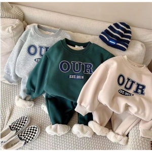 Boys Fleece Thicken Sets Winter Warm Suit Baby Girls Sweatshirts+Sweatpants 2 Pcs Kids Autumn New Outfits Children Clothes