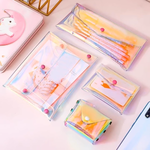 Dompet PVC Transparan Aesthetic Hologram Bisa Untuk Uang Kartu Pensil Dompet Serbaguna