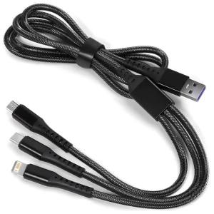 3 in 1 USB Cable Micro USB Type C Charging Cable For iPhone 17 11 Huawei Honor Xiaomi ViVo Oppo Samsung Data Cord Universal