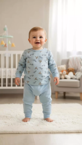 [Ne-Kids] Baby Boy Pyjamas Set - Little Dino 90% Bamboo 10% Cotton for 9 months to 4 years in a cozy room with toys.