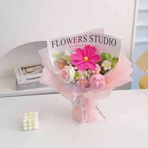 ของขวัญวันวาเลนไทน์ข้ามพรมแดน ถักไหมพรมถักดอกกุหลาบ Gesang ดอกไม้วันครูช่อดอกไม้สำเร็จรูป