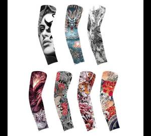 Arm Covers Flower Arm Tattoo Sleeve UV Protection Cycling Gloves Men Cool Personalized Sunscreen Sleeve Sunscreen Arm Warmers