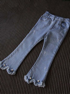 Children Girls New Spring Fashion Solid Color Flared Jeans