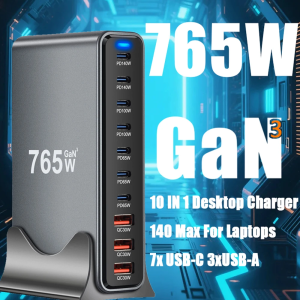 765W USB GaN Charger Multi Port Desktop Charging Station PD3.1 140W For MacBook iPhone 14 Samsung Huawei Xiaomi iPad Fast Charge