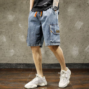 Casual Loose Mens Shorts Summer Thin Denim Jeans Multi-Pocket Straight Leg Wear-Resistant Five-Quarter Pants Workwear